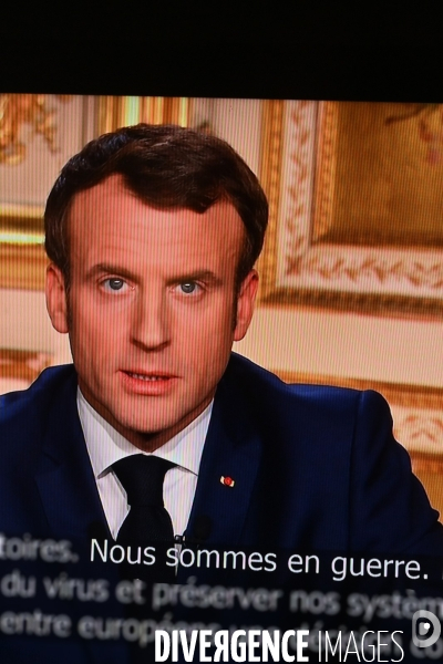 Allocution télévisée du président de la république Française Emmanuel Macron sur l état de la France à l heure du coronavirus - Paris le 16 mars 2020-
