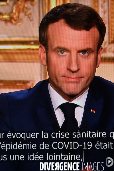Allocution télévisée du président de la république Française Emmanuel Macron sur l état de la France à l heure du coronavirus - Paris le 16 mars 2020-