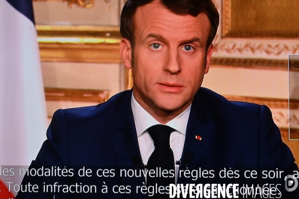 Allocution télévisée du président de la république Française Emmanuel Macron sur l état de la France à l heure du coronavirus - Paris le 16 mars 2020-