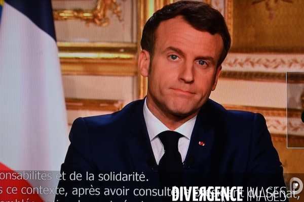 Allocution télévisée du président de la république Française Emmanuel Macron sur l état de la France à l heure du coronavirus - Paris le 16 mars 2020-