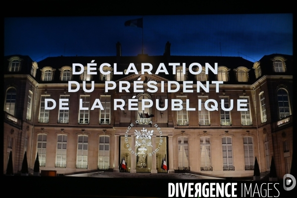 Allocution télévisée du président de la république Française Emmanuel Macron sur l état de la France à l heure du coronavirus - Paris le 16 mars 2020-