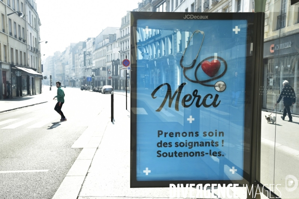 Confinement Covid-19. Paris desertique, quartier Bastille. The Covid-19 Coronavirus pandemic.