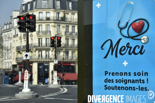 Confinement Covid-19. Paris desertique, quartier Bastille. The Covid-19 Coronavirus pandemic.