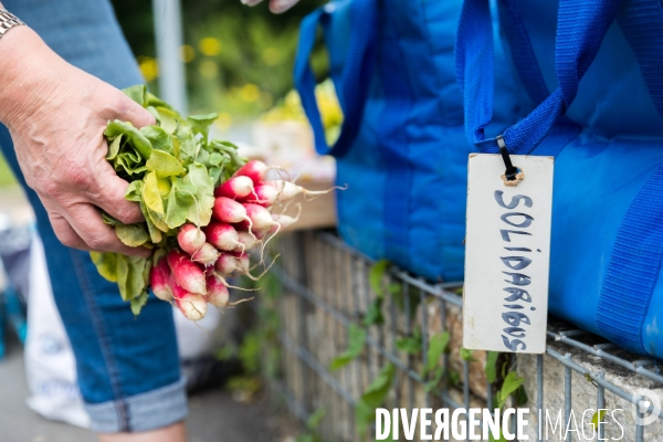 Distribution de colis alimentaires sous confinement