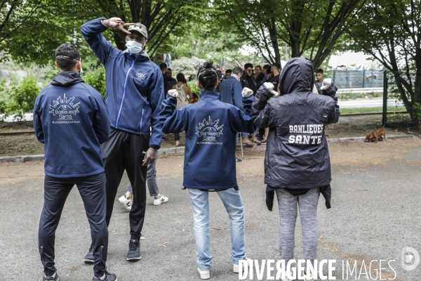 BANLIEUES SANTé distribution de colis alimentaires.