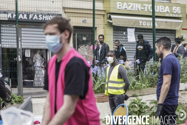 Distribution alimentaire quartier Goutte-d Or à PARIS