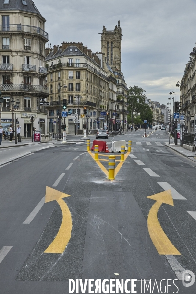 Nouvelles pistes cyclables temporaires , Paris  en confinement 8 mai