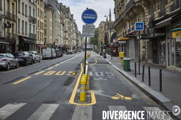 Nouvelles pistes cyclables temporaires , Paris  en confinement 8 mai