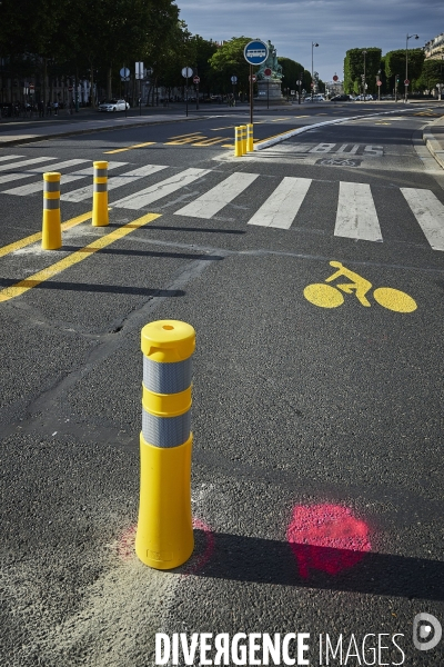 Nouvelles pistes cyclables temporaires , Paris  en confinement 8 mai