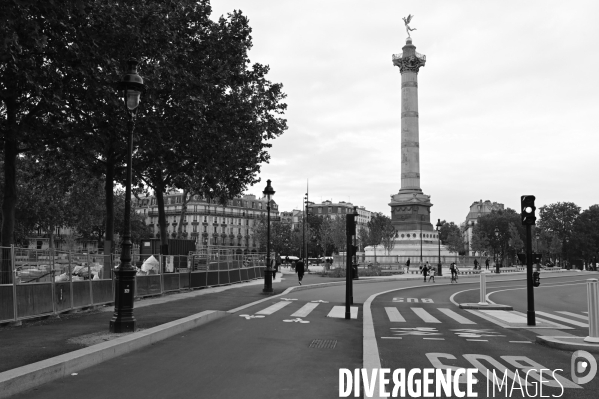 Place de la Bastille. Confinement 49ème jour.