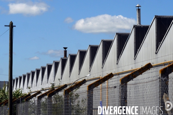 Illustration toit usine en dents de scie