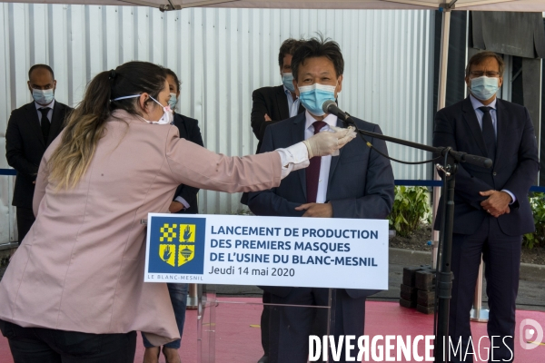 Inauguration par Valérie Pécresse de l usine de masques au Blanc-Mesnil