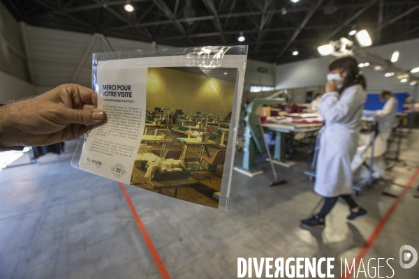 Atelier éphémère de confection de masques au Parc Chanot à Marseille