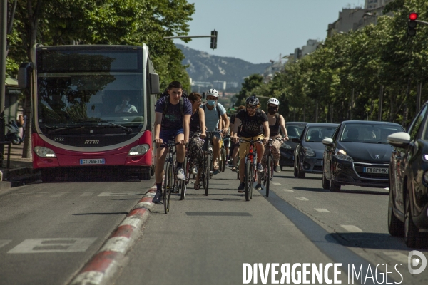 Les cyclistes contre la suppression de la piste cyclable Prado 1 à Marseille