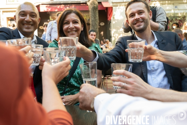 Anne Hidalgo et David Belliard en campagne pour les municipales à Paris