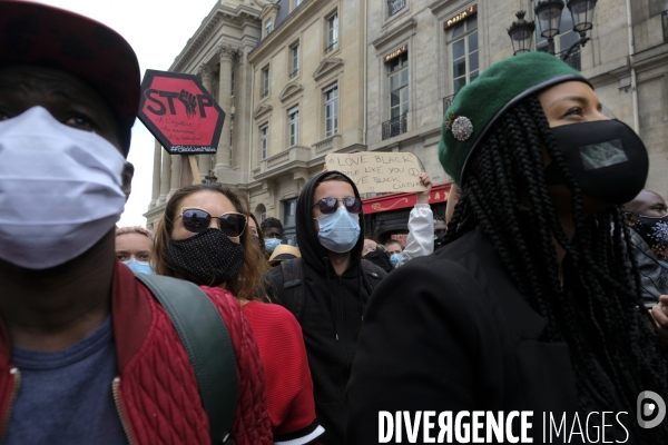 Manifestation à Paris contre la brutalité policière. Protest against police brutality in Paris.