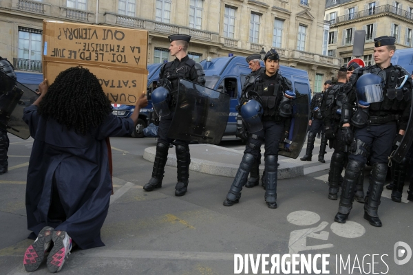 Manifestation à Paris contre la brutalité policière. Protest against police brutality in Paris.