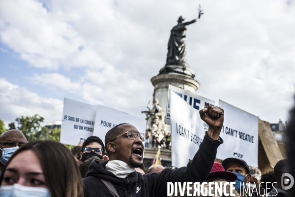 Rassemblement a l appel de sos racisme en hommage a george floyd.