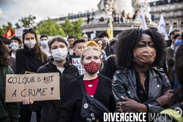 Rassemblement a l appel de sos racisme en hommage a george floyd.