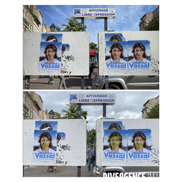 Affichage électoral Martine VASSAL ou le jeu des 7 erreurs