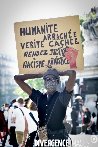 Manifestation pour Adama Traoré, organisé par le comité  Vérité et justice  et Assa Traoré : manifestation contre le racisme et les violences policières. Demonstration for Adama TRAORE, against racism and police violence.