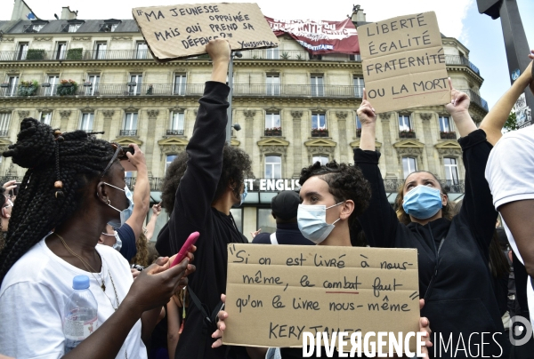 Manifestation pour Adama Traoré, organisé par le comité  Vérité et justice  et Assa Traoré : manifestation contre le racisme et les violences policières. Demonstration for Adama TRAORE, against racism and police violence.