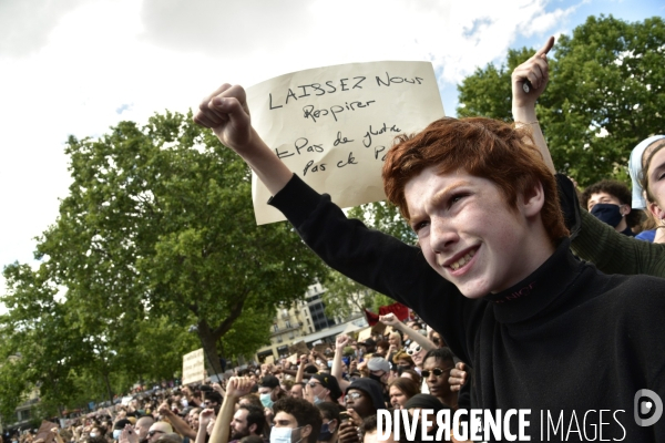 Manifestation pour Adama Traoré, organisé par le comité  Vérité et justice  et Assa Traoré : manifestation contre le racisme et les violences policières. Demonstration for Adama TRAORE, against racism and police violence.