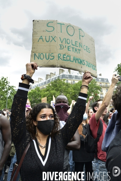 Manifestation pour Adama Traoré, organisé par le comité  Vérité et justice  et Assa Traoré : manifestation contre le racisme et les violences policières. Demonstration for Adama TRAORE, against racism and police violence.