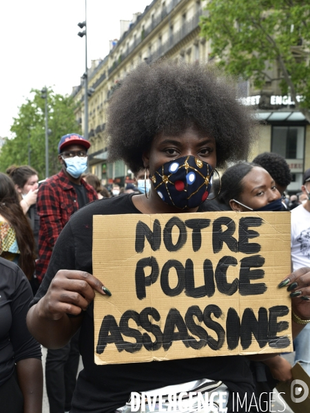 Manifestation pour Adama Traoré, organisé par le comité  Vérité et justice  et Assa Traoré : manifestation contre le racisme et les violences policières. Demonstration for Adama TRAORE, against racism and police violence.