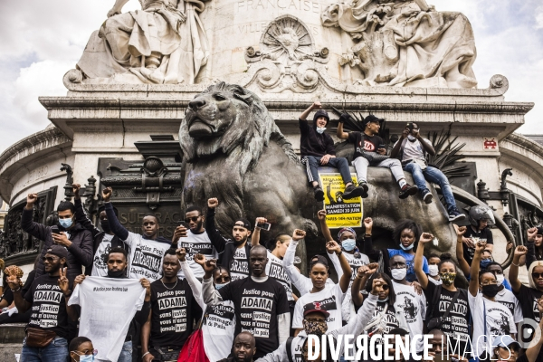 Rassemblement contre les violences policieres en hommage a adama traore.