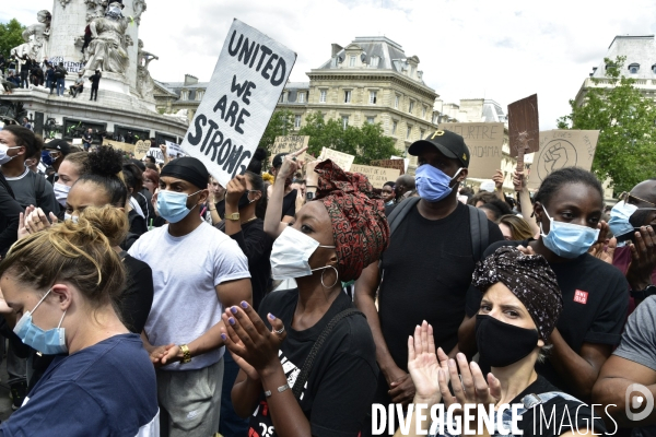 Manifestation pour Adama Traoré, organisé par le comité  Vérité et justice  et Assa Traoré : manifestation contre le racisme et les violences policières. Demonstration for Adama TRAORE, against racism and police violence.