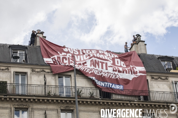 Banderole de Génération Identitaire à la manifestation contre le racisme et les violences policières