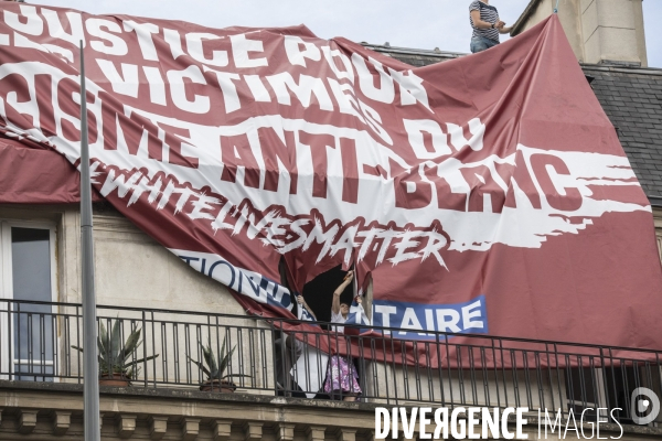 Banderole de Génération Identitaire à la manifestation contre le racisme et les violences policières