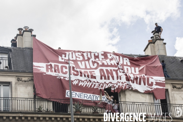 Banderole de Génération Identitaire à la manifestation contre le racisme et les violences policières