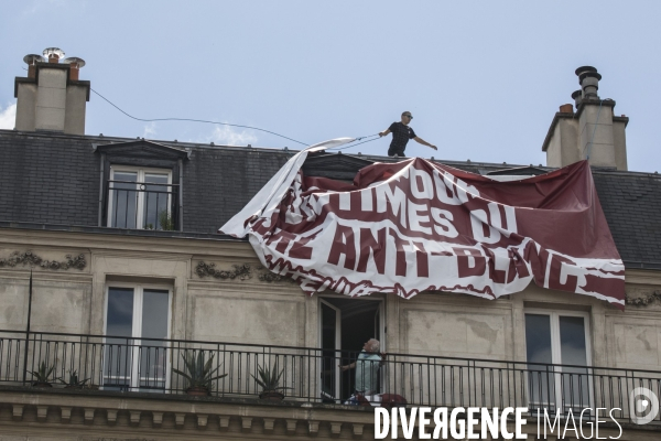 Banderole de Génération Identitaire à la manifestation contre le racisme et les violences policières