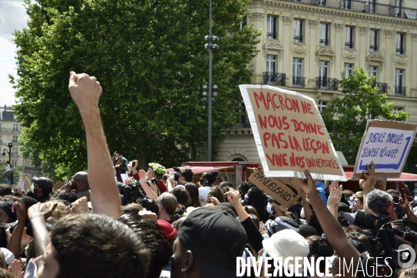 Manifestation pour Adama Traoré, organisé par le comité  Vérité et justice  et Assa Traoré : manifestation contre le racisme et les violences policières. Demonstration for Adama TRAORE, against racism and police violence.