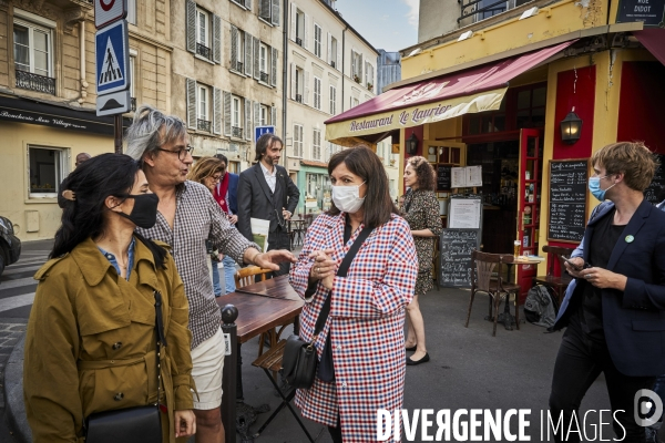 Municipales Paris 2020 Anne Hidalgo avec Carine Petit dans le 14 eme arrondissement