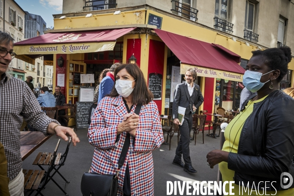 Municipales Paris 2020 Anne Hidalgo avec Carine Petit dans le 14 eme arrondissement