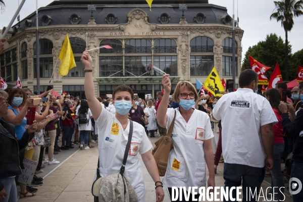 Manifestation de défense des personnels de santé à Perpignan