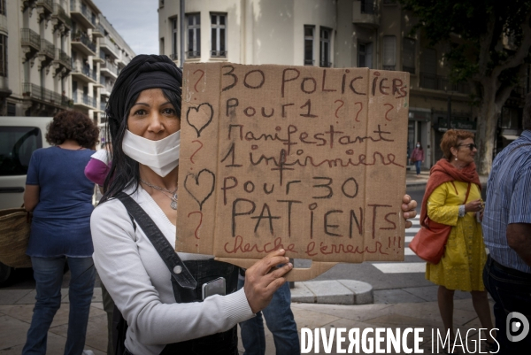 Manifestation de défense des personnels de santé à Perpignan