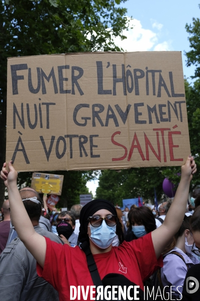 Journée nationale de protestation de l hôpital à Paris. Hospital national day of protest in Paris.