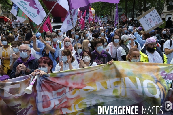 Journée nationale de protestation de l hôpital à Paris. Hospital national day of protest in Paris.