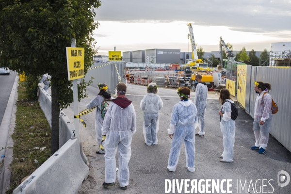 Action de blocage du chantier du grand paris par le collectif pour les terres de gonesse.