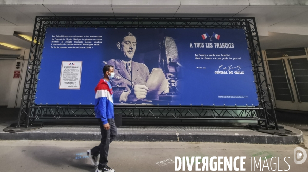 Hommage au general de gaulle et a l appel du 18 juin devant l immeuble des republicains