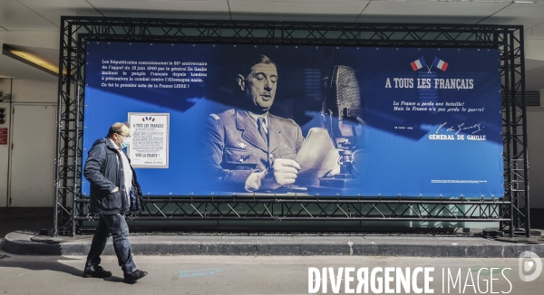 Hommage au general de gaulle et a l appel du 18 juin devant l immeuble des republicains