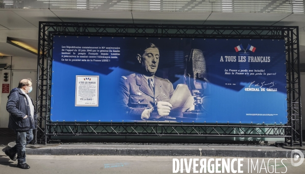 Hommage au general de gaulle et a l appel du 18 juin devant l immeuble des republicains