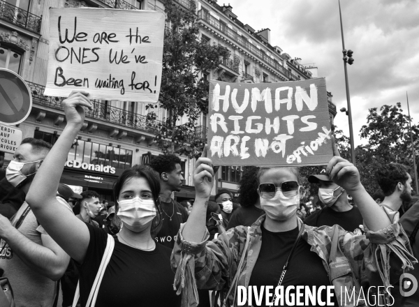 Manifestation pour Adama Traoré, organisé par le comité  Vérité et justice  et Assa Traoré : manifestation contre le racisme et les violences policières. Demonstration for Adama TRAORE, against racism and police violence.