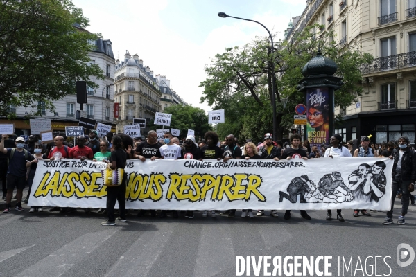 Adama Traoré, Lamine Dieng : rassemblement à Paris contre les violences policières. Adama Traore, Lamine Dieng, gathering in Paris against police violence.