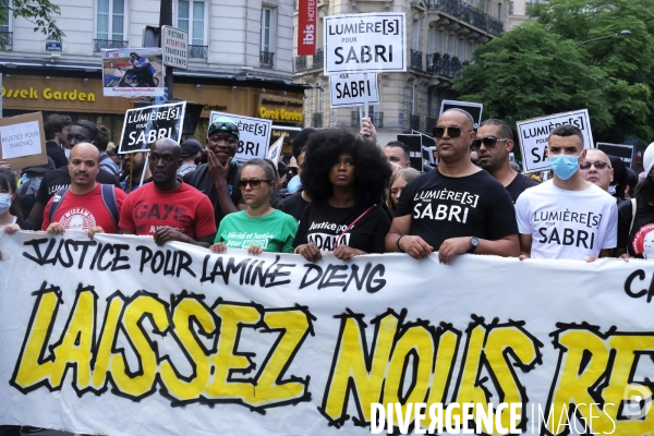 Adama Traoré, Lamine Dieng : rassemblement à Paris contre les violences policières. Adama Traore, Lamine Dieng, gathering in Paris against police violence.