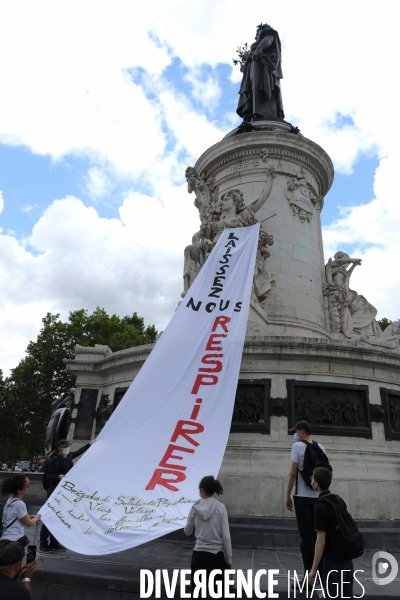 Adama Traoré, Lamine Dieng : rassemblement à Paris contre les violences policières. Adama Traore, Lamine Dieng, gathering in Paris against police violence.